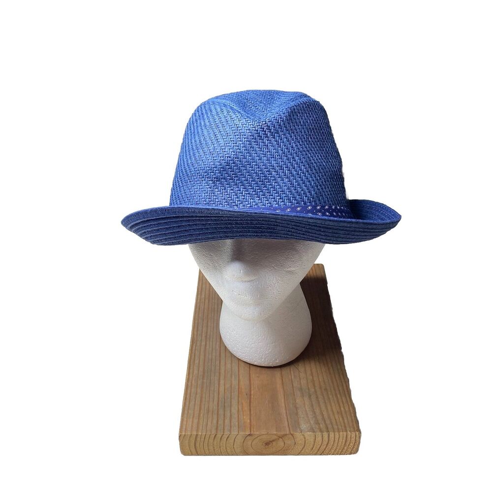 Nordstrom Blue Trilby Panama Style Hat Synthetic Material New  NWT Size L/XL